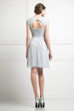 Cocktail Dresses Cinderella Divine - 3832 Wide Strap Keyhole Back Ruched Cocktail Dress