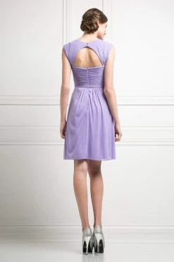 Cocktail Dresses Cinderella Divine - 3832 Wide Strap Keyhole Back Ruched Cocktail Dress