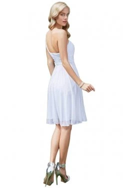 Cinderella Divine - 3909 One Shoulder Knee-Length A-Line Chiffon Dress