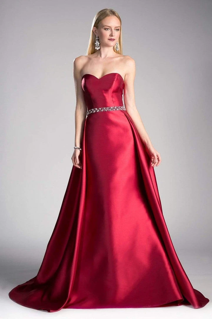 Cinderella Divine - 455 Beaded Belt Strapless Silk Gown With Overskirt Formal Gowns 3 Cinderella Divine - 455 Beaded Belt Strapless Silk Gown With Overskirt Formal Gowns