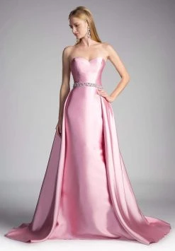Cinderella Divine - 455 Beaded Belt Strapless Silk Gown With Overskirt Formal Gowns 12 Cinderella Divine - 455 Beaded Belt Strapless Silk Gown With Overskirt Formal Gowns