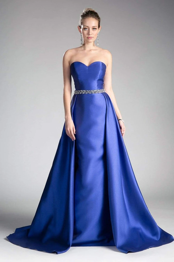 Cinderella Divine - 455 Beaded Belt Strapless Silk Gown With Overskirt Formal Gowns 9 Cinderella Divine - 455 Beaded Belt Strapless Silk Gown With Overskirt Formal Gowns