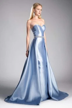 Cinderella Divine - 455 Beaded Belt Strapless Silk Gown With Overskirt Formal Gowns 15 Cinderella Divine - 455 Beaded Belt Strapless Silk Gown With Overskirt Formal Gowns