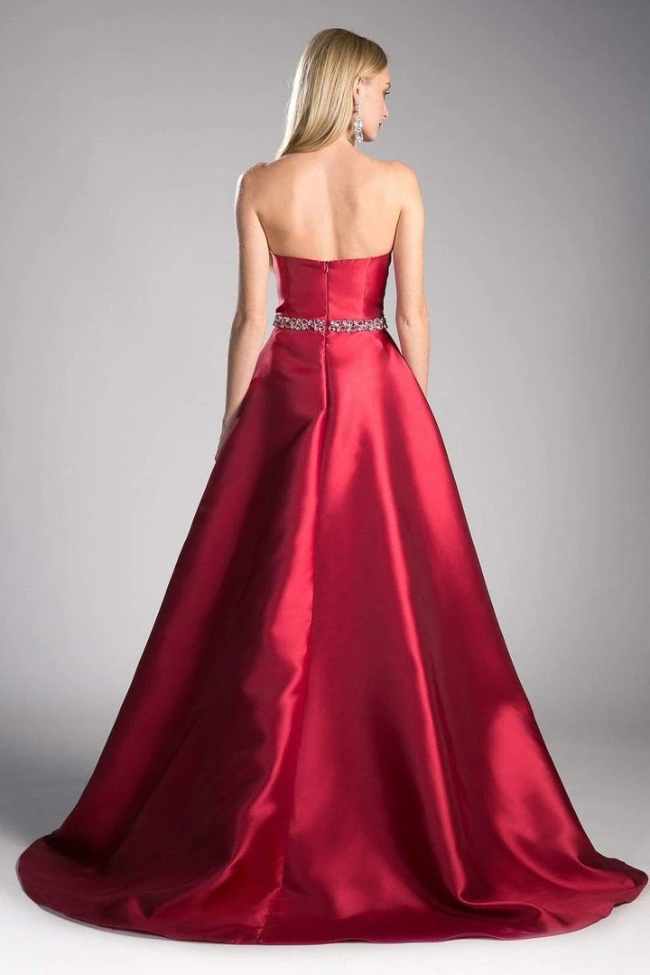 Cinderella Divine - 455 Beaded Belt Strapless Silk Gown With Overskirt Formal Gowns 4 Cinderella Divine - 455 Beaded Belt Strapless Silk Gown With Overskirt Formal Gowns