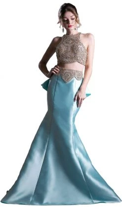 Cinderella Divine - 5045 Two Piece Beaded Mermaid Gown Formal Gowns