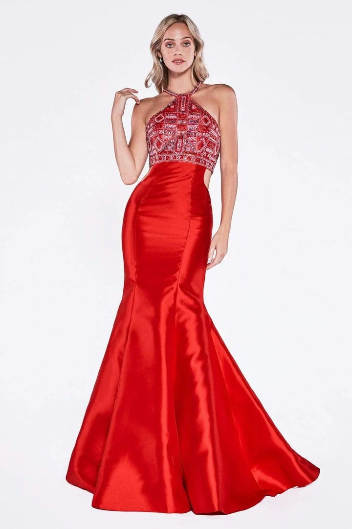 Cinderella Divine - 61894 Bead Embellished Halter Mermaid Gown Formal Gowns 3 Cinderella Divine - 61894 Bead Embellished Halter Mermaid Gown Formal Gowns