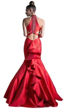 Cinderella Divine - 72046 High Halter Fitted Mermaid Gown Formal Gowns 15 Cinderella Divine - 72046 High Halter Fitted Mermaid Gown Formal Gowns