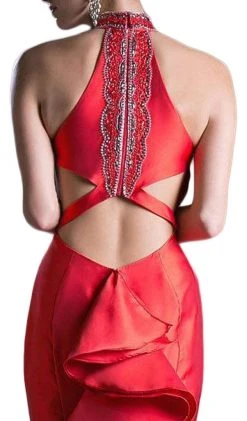 Cinderella Divine - 72046 High Halter Fitted Mermaid Gown Formal Gowns 16 Cinderella Divine - 72046 High Halter Fitted Mermaid Gown Formal Gowns