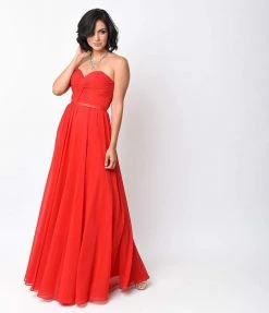 Cinderella Divine - 7455 Strapless Knotted Bodice Chiffon A-Line Dress