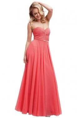Cinderella Divine - 7455 Strapless Sweetheart Chiffon A-Line Dress Formal Gowns