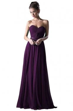 Cinderella Divine - 7455 Strapless Sweetheart Chiffon A-Line Dress Formal Gowns