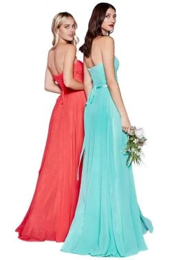 Cinderella Divine - 7455 Strapless Sweetheart Chiffon A-Line Dress Formal Gowns