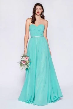 Cinderella Divine - 7455 Strapless Sweetheart Chiffon A-Line Dress Formal Gowns
