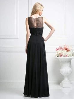 Cinderella Divine - 7458 Illusion Neckline Chiffon Empire Waist Gown Formal Gowns