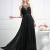 Cinderella Divine - 7458 Illusion Neckline Chiffon Empire Waist Gown Formal Gowns