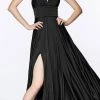 Cinderella Divine - 7469 Sleeveless V Neck Flowing Satin Gown 2 Cinderella Divine - 7469 Sleeveless V Neck Flowing Satin Gown