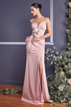 Formal Gowns Cinderella Divine - 7470 Fitted Empire Waist Sleeveless Long Dress