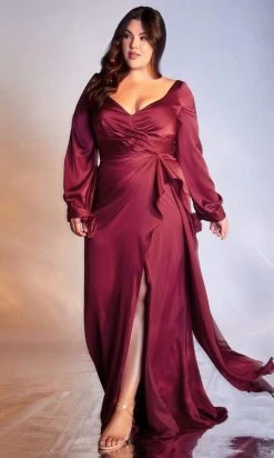 Formal Gowns Cinderella Divine - 7478C Long Sleeve V Neck Sheath Dress 8 Formal Gowns Cinderella Divine - 7478C Long Sleeve V Neck Sheath Dress