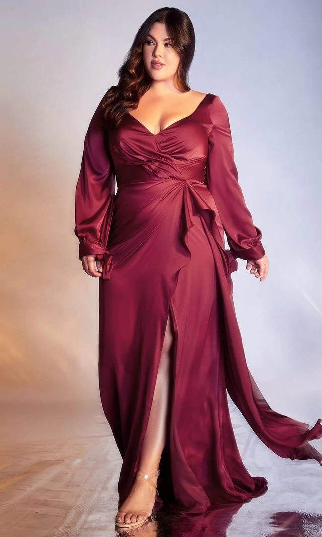 Formal Gowns Cinderella Divine - 7478C Long Sleeve V Neck Sheath Dress 5 Formal Gowns Cinderella Divine - 7478C Long Sleeve V Neck Sheath Dress