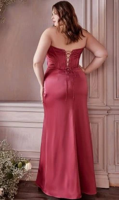 Formal Gowns Cinderella Divine 7484C - High Slit Evening Gown