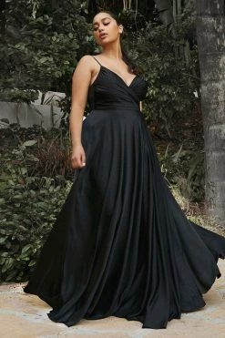 Formal Gowns Cinderella Divine - 7485 Long Satin A-Line Gown 15 Formal Gowns Cinderella Divine - 7485 Long Satin A-Line Gown
