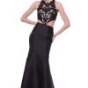 Cinderella Divine - 7640 Beaded Lace Halter Neck Satin Trumpet Dress