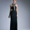 Formal Gowns Cinderella Divine - 83403 High Halter Bead Appliqued Sheath Gown