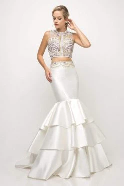 Cinderella Divine - 83903 Two Piece Beaded Tiered Mermaid Dress