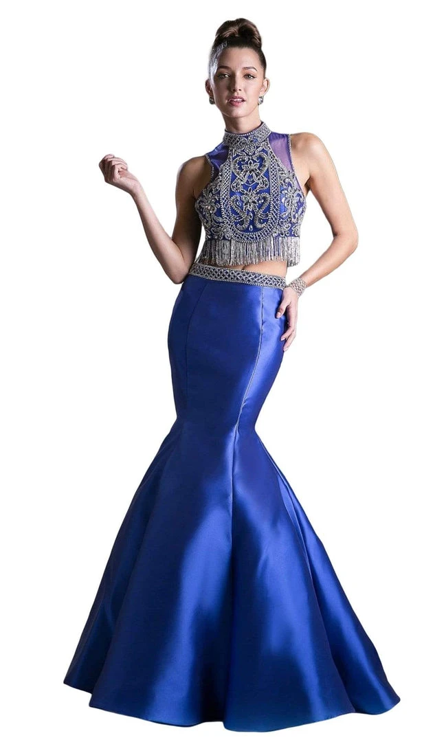 Formal Gowns Cinderella Divine - 84016 Two-Piece Beaded High Halter Mermaid Gown 3 Formal Gowns Cinderella Divine - 84016 Two-Piece Beaded High Halter Mermaid Gown