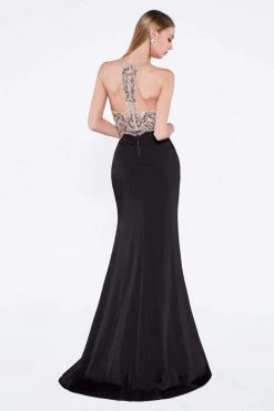 Cinderella Divine - 84174 Beaded Halter Sheath Dress Formal Gowns