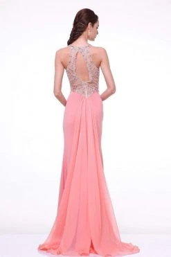 Cinderella Divine - 8744 Beaded Illusion Sheath Dress 5 Cinderella Divine - 8744 Beaded Illusion Sheath Dress