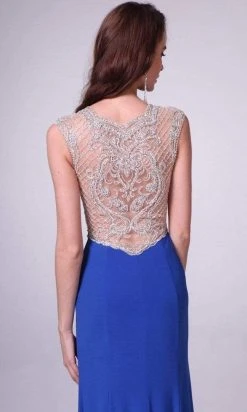 Cinderella Divine - 8748 Beaded Sheath Dress With Slit