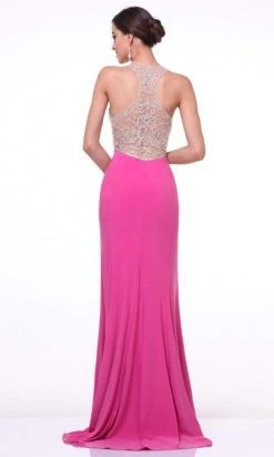 Formal Gowns Cinderella Divine - 8780 Beaded Illusion Jewel Sheath Dress