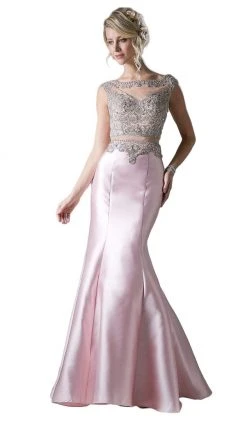 Cinderella Divine - 8990 Jewel Beaded Illusion Bodice Mermaid Gown Formal Gowns