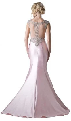 Cinderella Divine - 8990 Jewel Beaded Illusion Bodice Mermaid Gown Formal Gowns