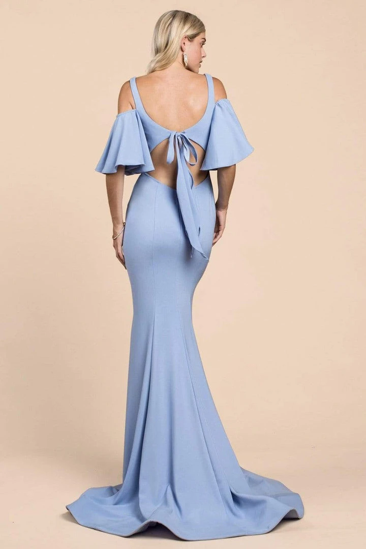 Cinderella Divine - A0079 Cold Off-Shoulder Flair Sleeves Mermaid Gown Formal Gowns 9 Cinderella Divine - A0079 Cold Off-Shoulder Flair Sleeves Mermaid Gown Formal Gowns