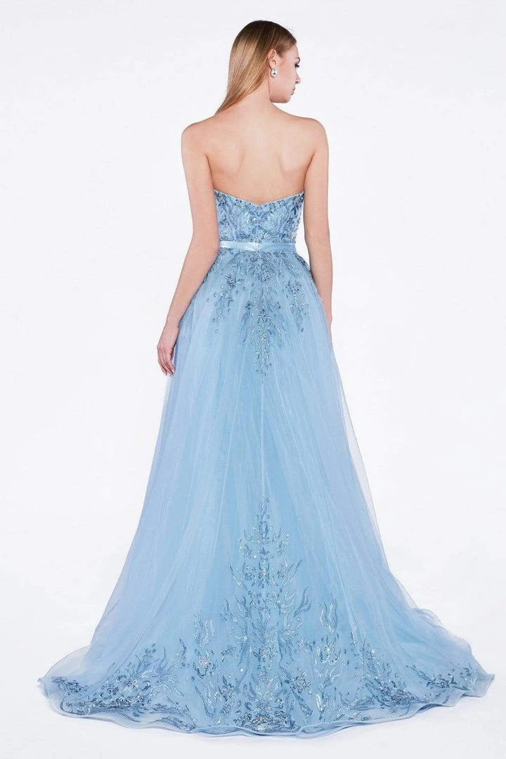 Cinderella Divine - A5081 Lace Applique Sleeveless Gown With Overskirt 5 Cinderella Divine - A5081 Lace Applique Sleeveless Gown With Overskirt