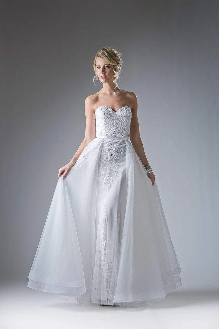 Cinderella Divine - A5081 Lace Applique Sleeveless Gown With Overskirt 6 Cinderella Divine - A5081 Lace Applique Sleeveless Gown With Overskirt