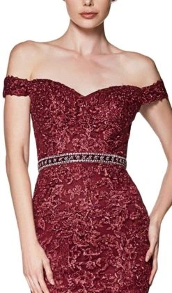 Cinderella Divine - AM122 Off Shoulder Beaded Lace Appliqued Gown Formal Gowns 10 Cinderella Divine - AM122 Off Shoulder Beaded Lace Appliqued Gown Formal Gowns