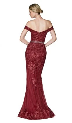 Cinderella Divine - AM122 Off Shoulder Beaded Lace Appliqued Gown Formal Gowns 11 Cinderella Divine - AM122 Off Shoulder Beaded Lace Appliqued Gown Formal Gowns