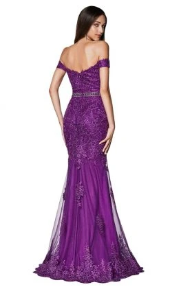 Cinderella Divine - AM122 Off Shoulder Beaded Lace Appliqued Gown Formal Gowns 14 Cinderella Divine - AM122 Off Shoulder Beaded Lace Appliqued Gown Formal Gowns