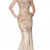 Formal Gowns Cinderella Divine - AM186 Embellished Lace V-Neck Dress
