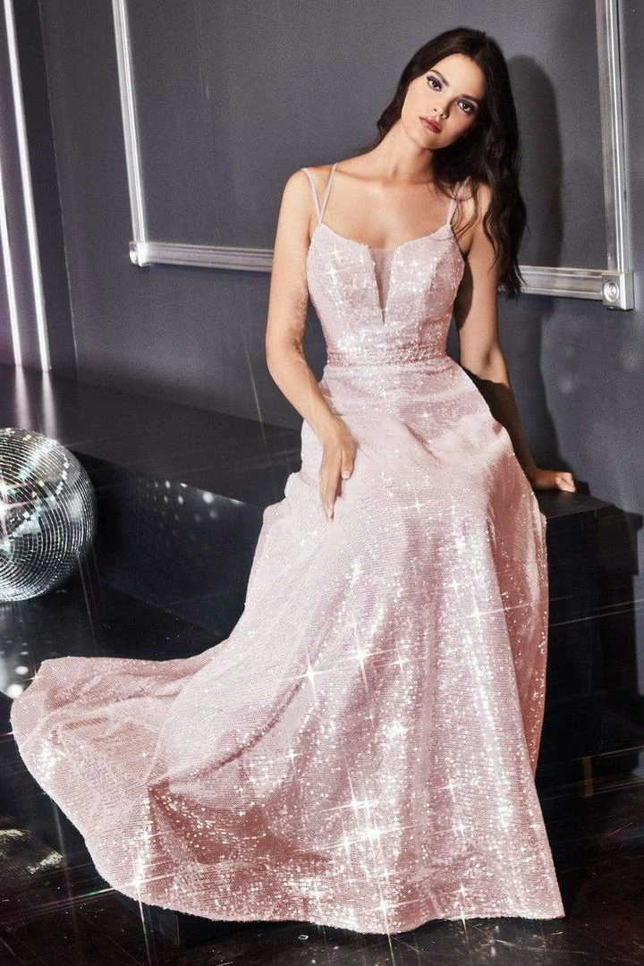 Formal Gowns Cinderella Divine - AM518 Sleeveless Sequined A-Line Gown 8 Formal Gowns Cinderella Divine - AM518 Sleeveless Sequined A-Line Gown