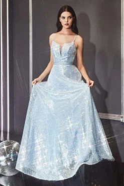 Formal Gowns Cinderella Divine - AM518 Sleeveless Sequined A-Line Gown