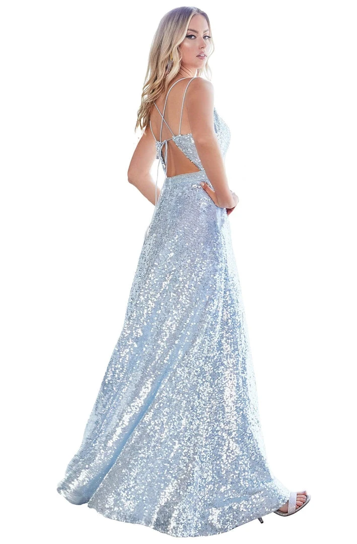 Formal Gowns Cinderella Divine - AM518 Sleeveless Sequined A-Line Gown 5 Formal Gowns Cinderella Divine - AM518 Sleeveless Sequined A-Line Gown