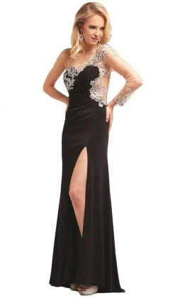 Cinderella Divine - Asymmetrical Fitted Evening Dress With Slit