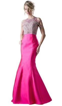 Cinderella Divine - Bead Embellished Halter Mermaid Gown Formal Gowns