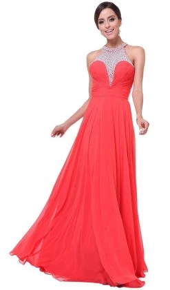 Cinderella Divine - Bead Embellished High Halter Evening Dress Formal Gowns
