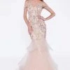 Cinderella Divine - CR776 Bead Embellished Ruffled Mermaid Evening Dress