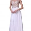 Cinderella Divine - Beaded Cap Sleeve A-line Chiffon Evening Gown Formal Gowns